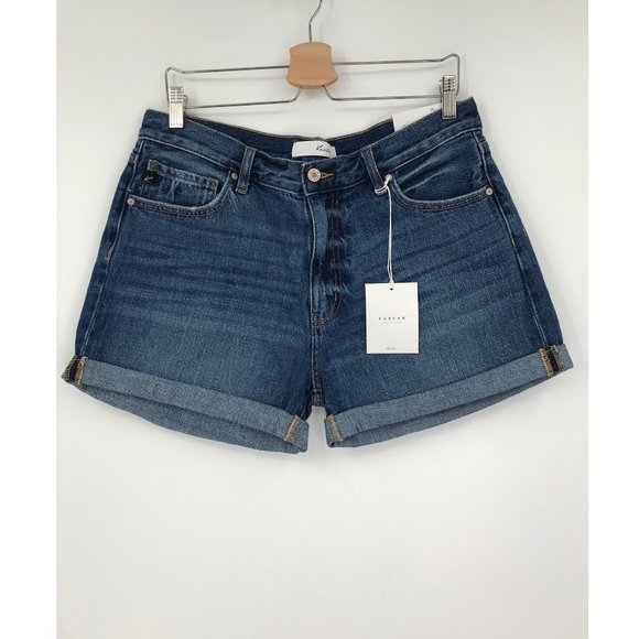 KanCan Pants - Kancan Beau High Rise Denim Jean Cuffed Shorts 13/30 NEW